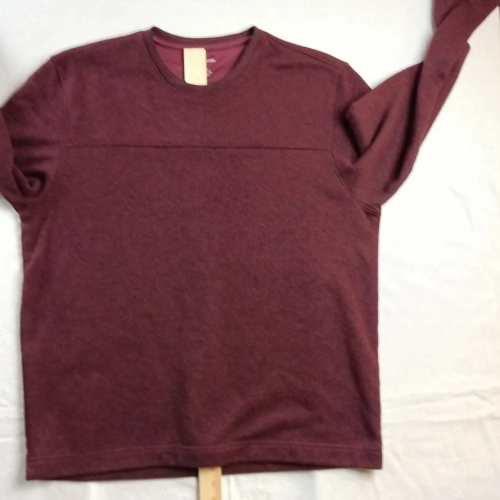 Van Heusen Mens Regular Fit Burgundy Long Sleeve Crew NeckPull Over Sweater - XL